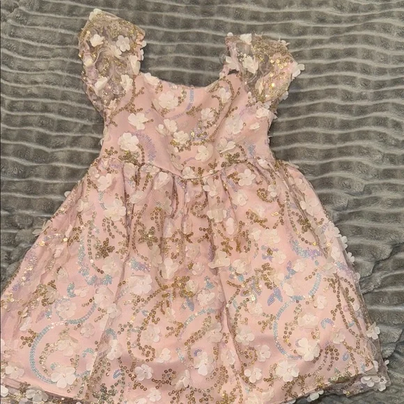 Pink and Gold Kids Dress - Picture 1 of 2